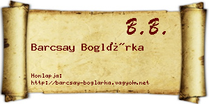 Barcsay Boglárka névjegykártya